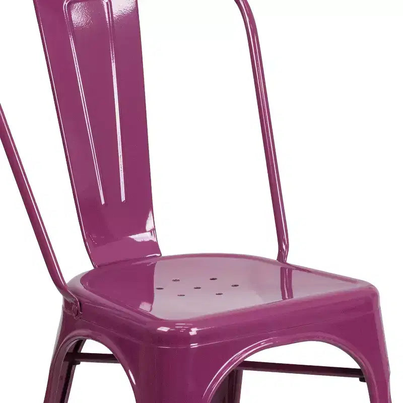 Chaise empilable Flash Furniture de qualité commerciale en métal pour l'intérieur et l'extérieur