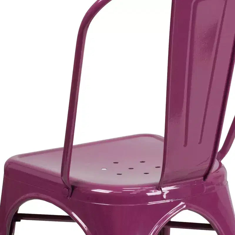 Chaise empilable Flash Furniture de qualité commerciale en métal pour l'intérieur et l'extérieur