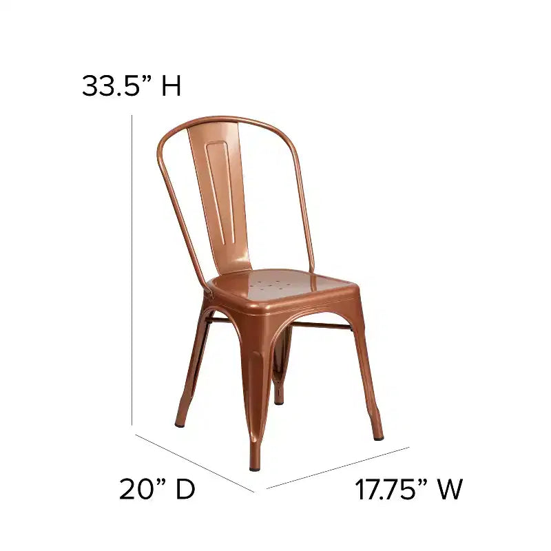 Chaise empilable Flash Furniture de qualité commerciale en métal pour l'intérieur et l'extérieur