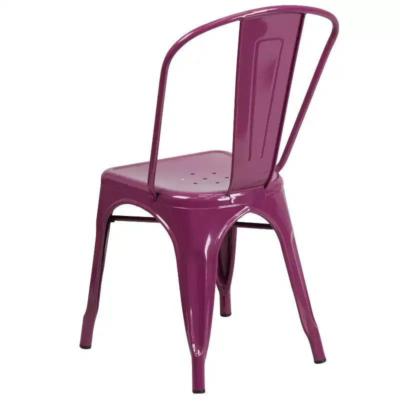 Chaise empilable Flash Furniture de qualité commerciale en métal pour l'intérieur et l'extérieur
