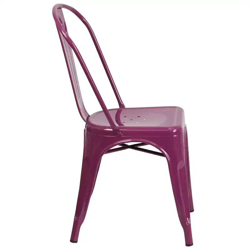 Chaise empilable Flash Furniture de qualité commerciale en métal pour l'intérieur et l'extérieur