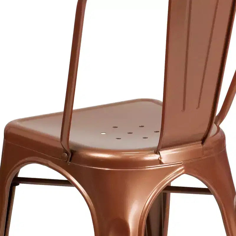 Chaise empilable Flash Furniture de qualité commerciale en métal pour l'intérieur et l'extérieur