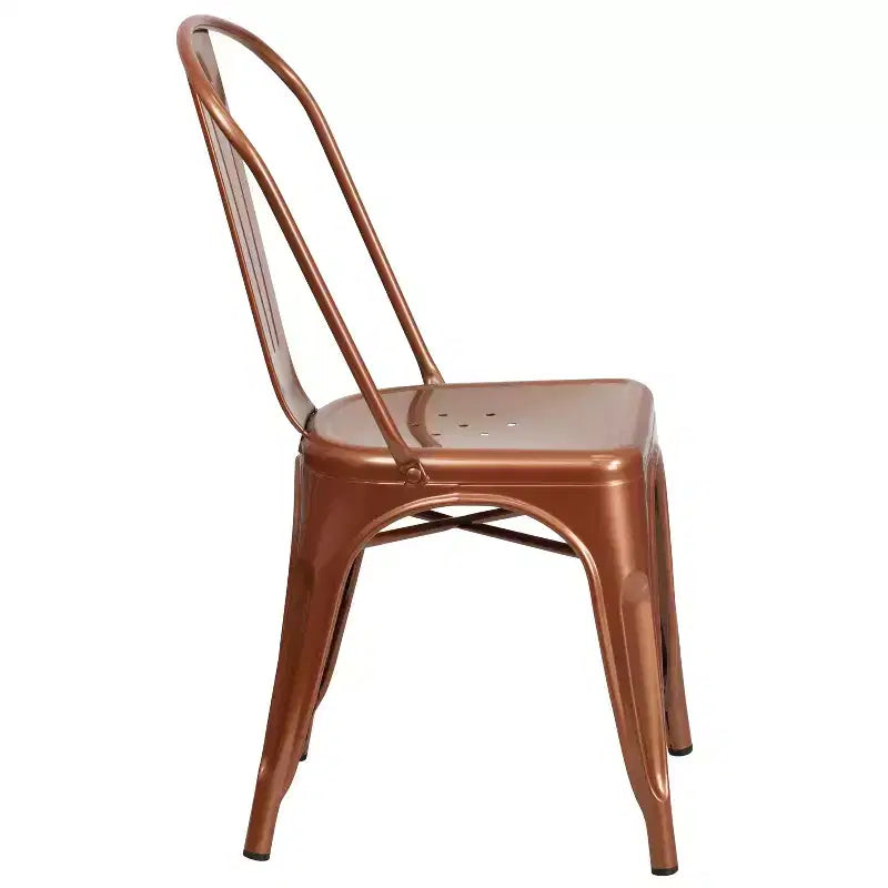 Chaise empilable Flash Furniture de qualité commerciale en métal pour l'intérieur et l'extérieur