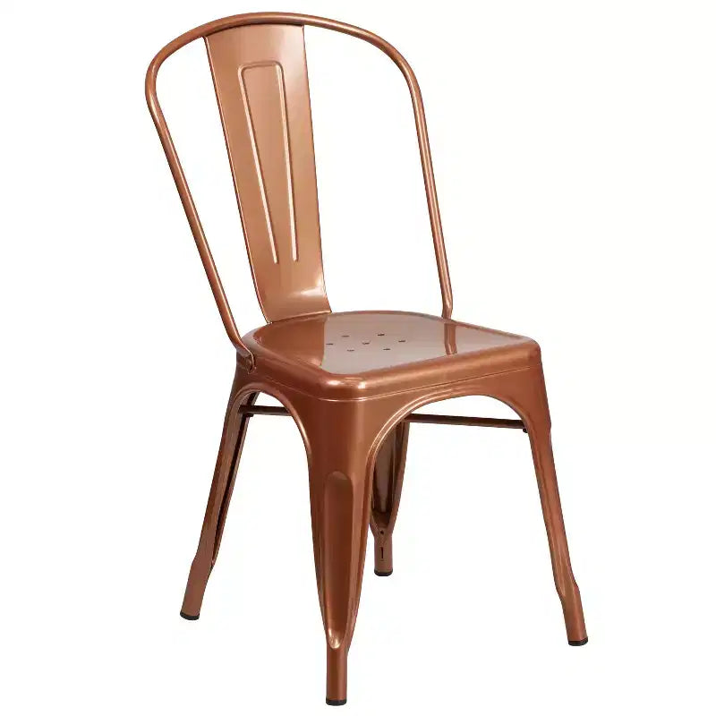 Chaise empilable Flash Furniture de qualité commerciale en métal pour l'intérieur et l'extérieur