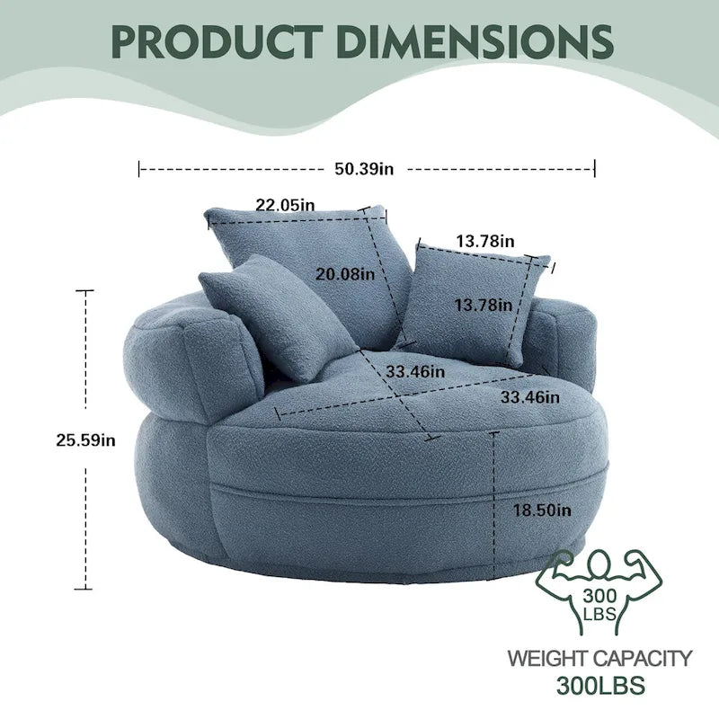 Fauteuil rond paresseux – Blanc/Bleu/Gris/Jaune/Orange/Rose fuchsia/Bleu marine/Vert, siège individuel et deux places