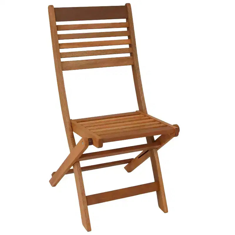 Sunnydaze Lot de 2 chaises de bistrot pliantes en bois de méranti avec finition à l'huile de teck pour l'extérieur - Marron