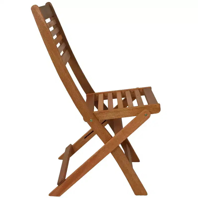 Sunnydaze Lot de 2 chaises de bistrot pliantes en bois de méranti avec finition à l'huile de teck pour l'extérieur - Marron