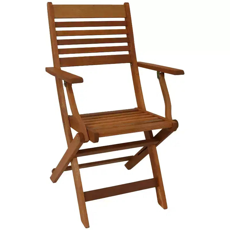 Fauteuils inclinables pliants d'extérieur en bois de méranti avec finition à l'huile de teck Sunnydaze - Marron - Lot de 2