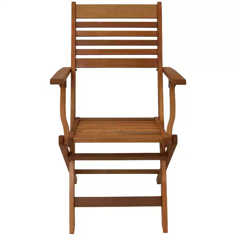 Fauteuils inclinables pliants d'extérieur en bois de méranti avec finition à l'huile de teck Sunnydaze - Marron - Lot de 2