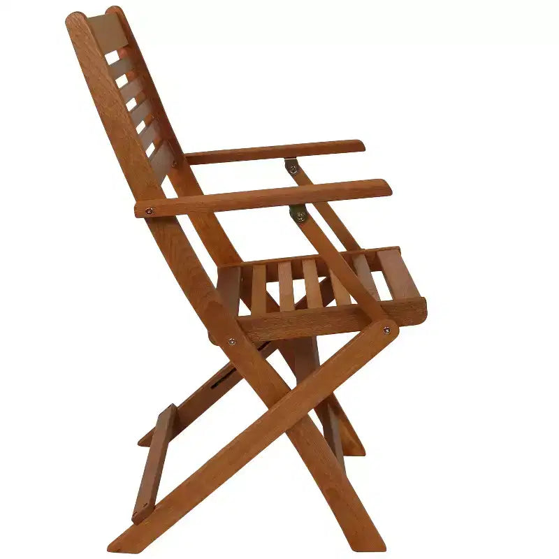 Fauteuils inclinables pliants d'extérieur en bois de méranti avec finition à l'huile de teck Sunnydaze - Marron - Lot de 2