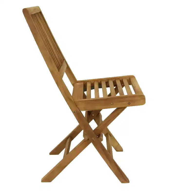 Chaises de salle à manger pliantes Sunnydaze en bois de teck massif teinté pour extérieur, modèle Nantasket - Marron clair - Lot de 2