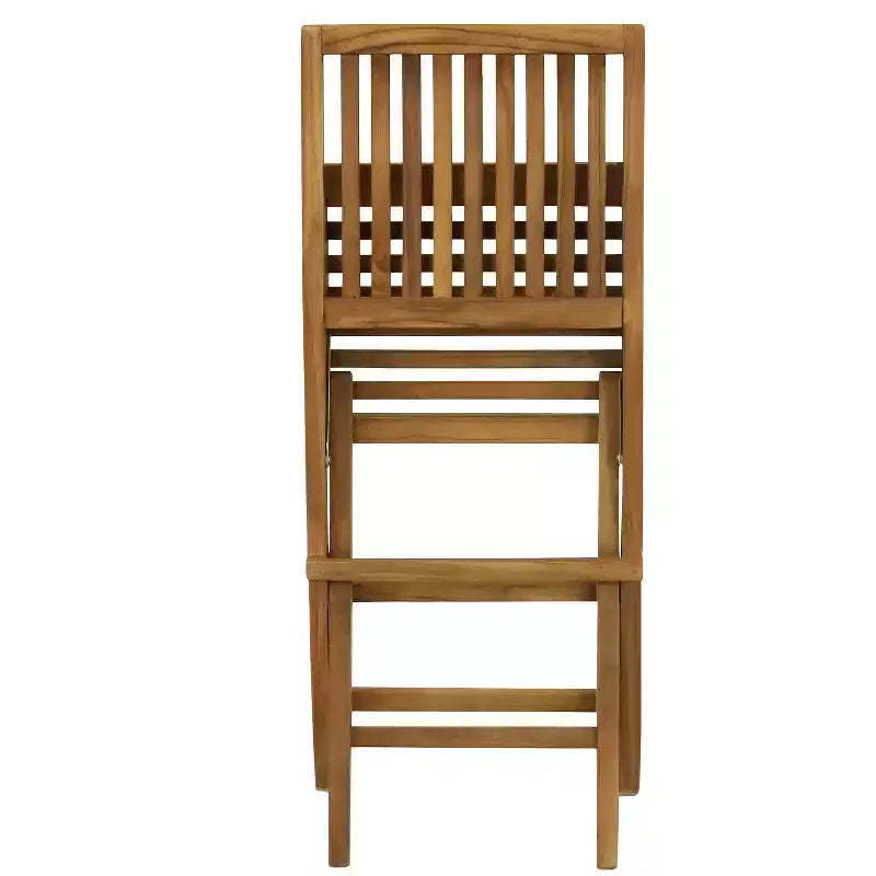 Chaises de salle à manger pliantes Sunnydaze en bois de teck massif teinté pour extérieur, modèle Nantasket - Marron clair - Lot de 2