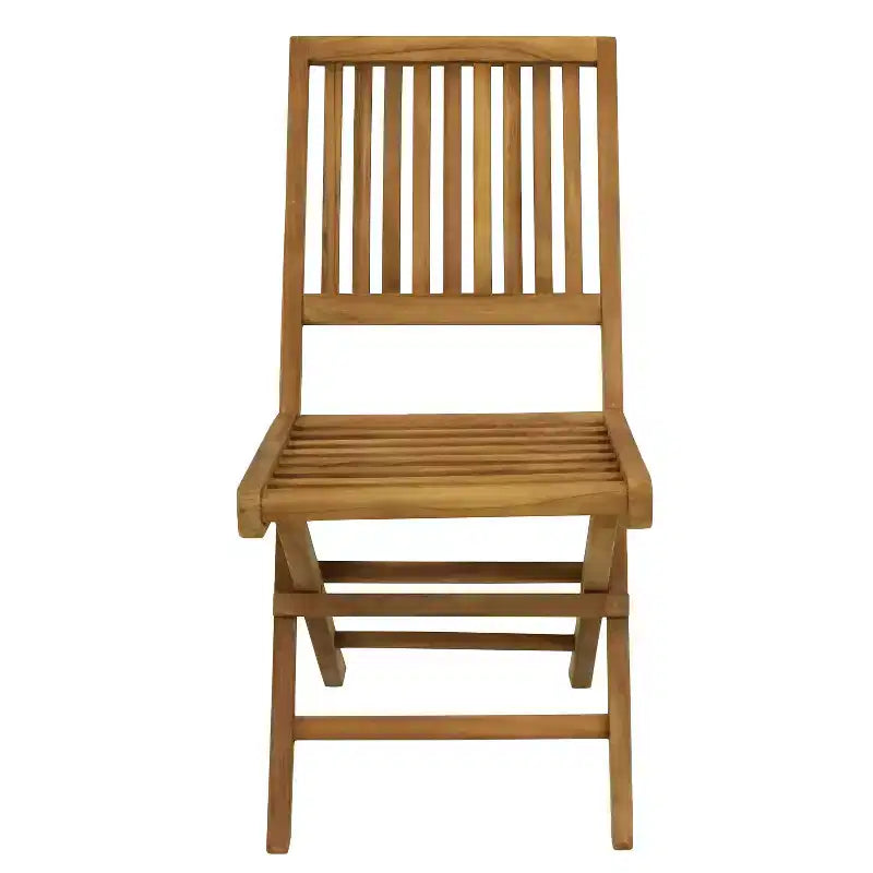 Chaises de salle à manger pliantes Sunnydaze en bois de teck massif teinté pour extérieur, modèle Nantasket - Marron clair - Lot de 2