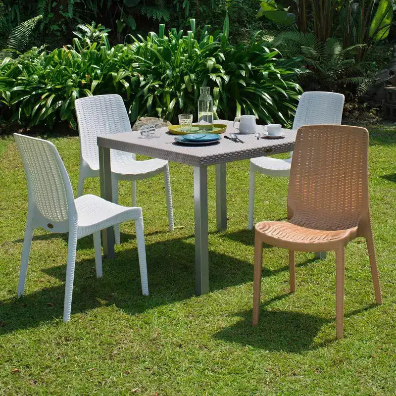4 Chaises de salle à manger empilables en rotin Rue - Lagon