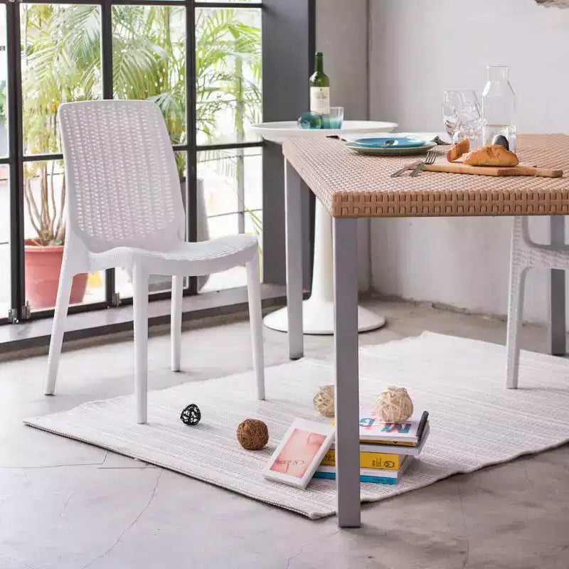 4 Chaises de salle à manger empilables en rotin Rue - Lagon