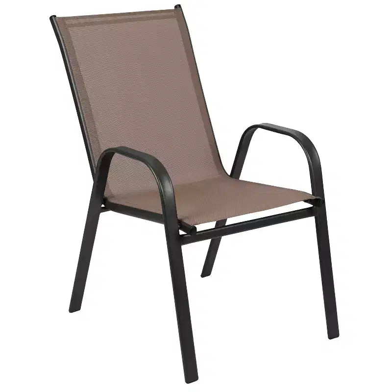 Lot de 4 chaises empilables d'extérieur Flash Furniture de la série Brazos avec matériau Flex Comfort et cadre en métal