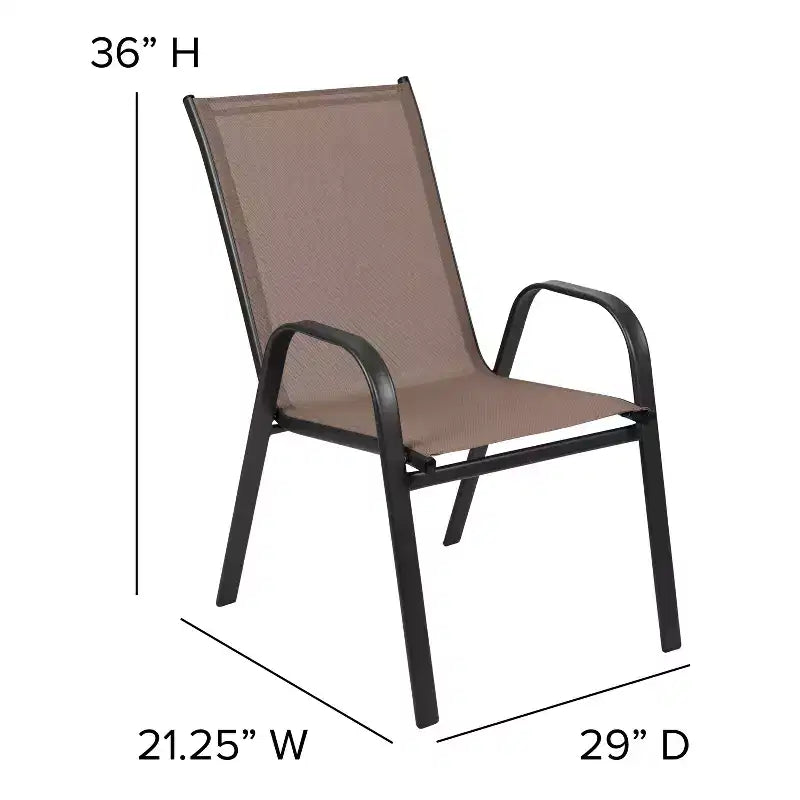 Lot de 4 chaises empilables d'extérieur Flash Furniture de la série Brazos avec matériau Flex Comfort et cadre en métal