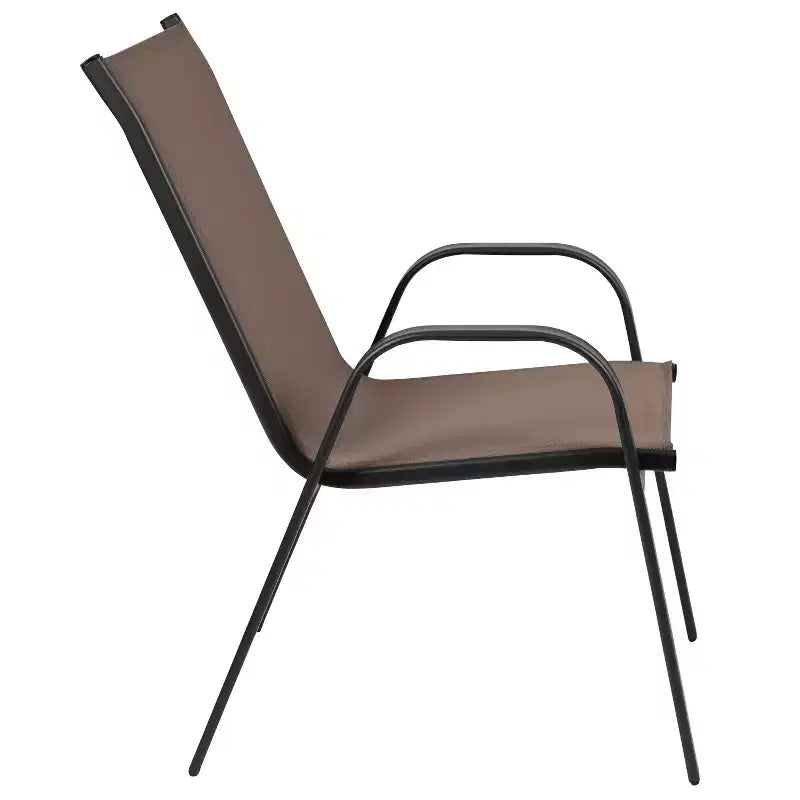 Lot de 4 chaises empilables d'extérieur Flash Furniture de la série Brazos avec matériau Flex Comfort et cadre en métal