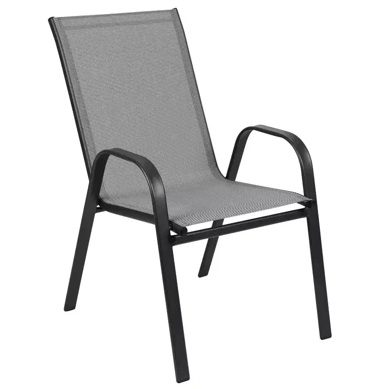 Lot de 4 chaises empilables d'extérieur Flash Furniture de la série Brazos avec matériau Flex Comfort et cadre en métal