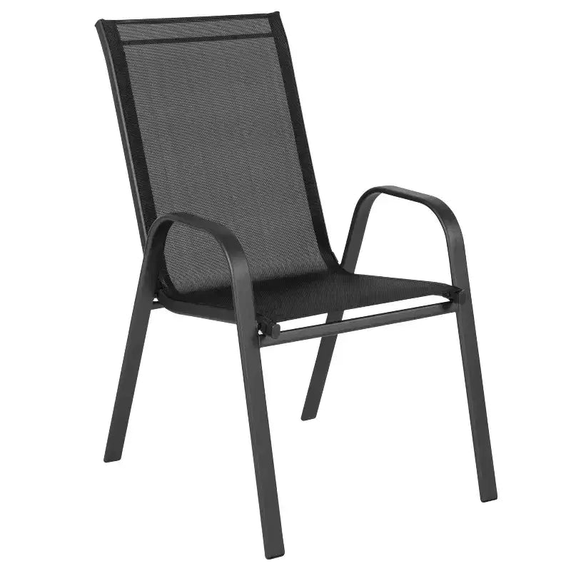 Lot de 4 chaises empilables d'extérieur Flash Furniture de la série Brazos avec matériau Flex Comfort et cadre en métal
