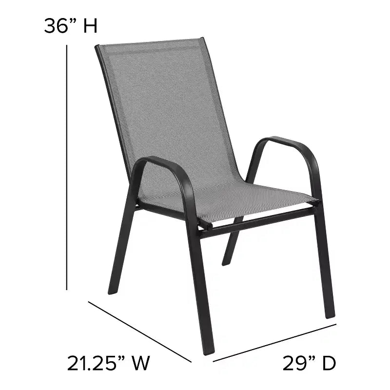 Lot de 4 chaises empilables d'extérieur Flash Furniture de la série Brazos avec matériau Flex Comfort et cadre en métal