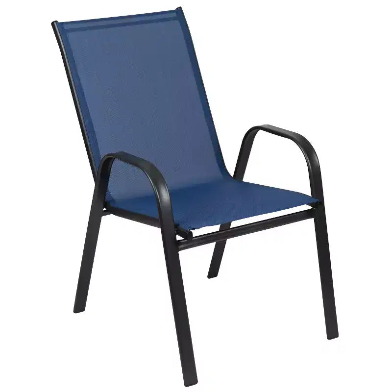 Lot de 4 chaises empilables d'extérieur Flash Furniture de la série Brazos avec matériau Flex Comfort et cadre en métal