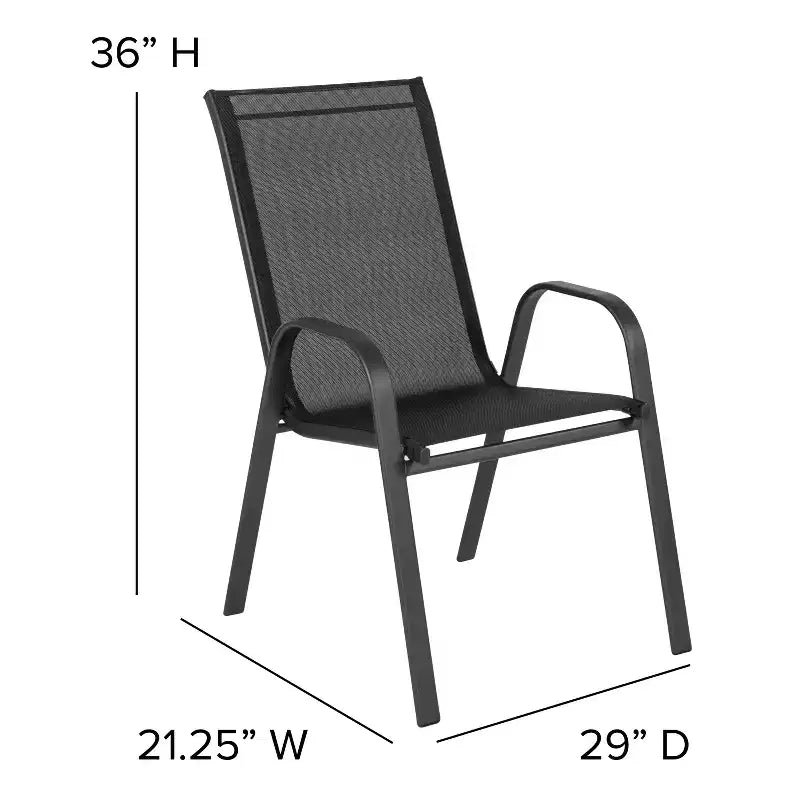 Lot de 4 chaises empilables d'extérieur Flash Furniture de la série Brazos avec matériau Flex Comfort et cadre en métal