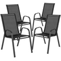 Lot de 4 chaises empilables d'extérieur Flash Furniture de la série Brazos avec matériau Flex Comfort et cadre en métal