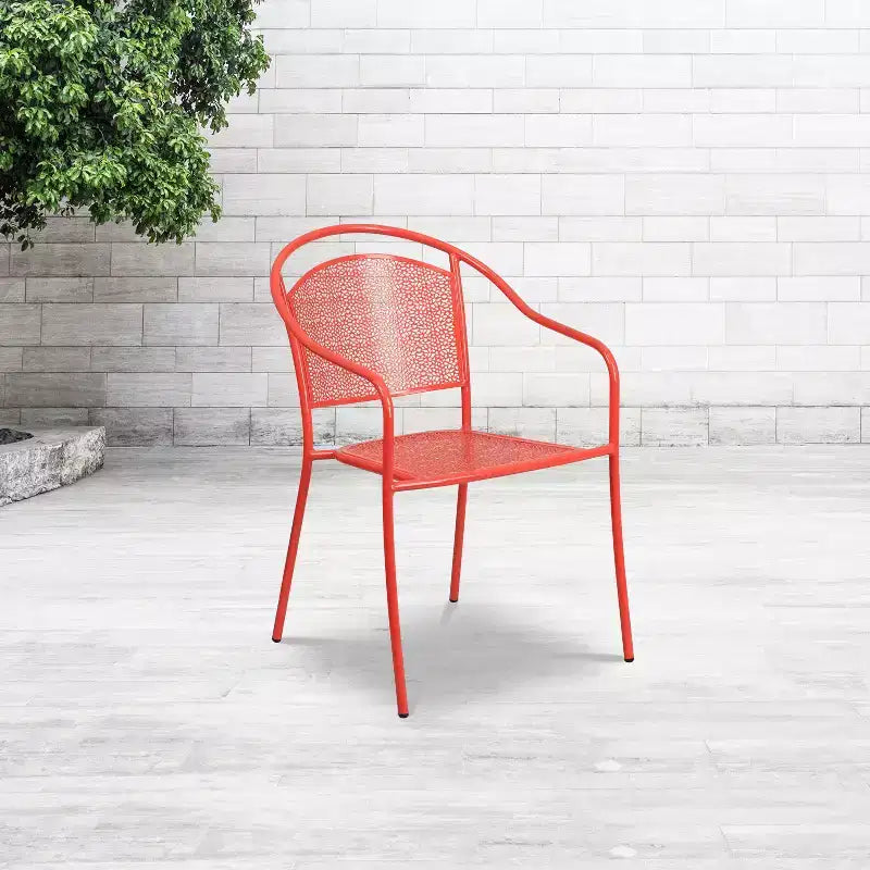 Chaise de patio en acier de qualité commerciale Flash Furniture avec dossier rond pour l'intérieur et l'extérieur