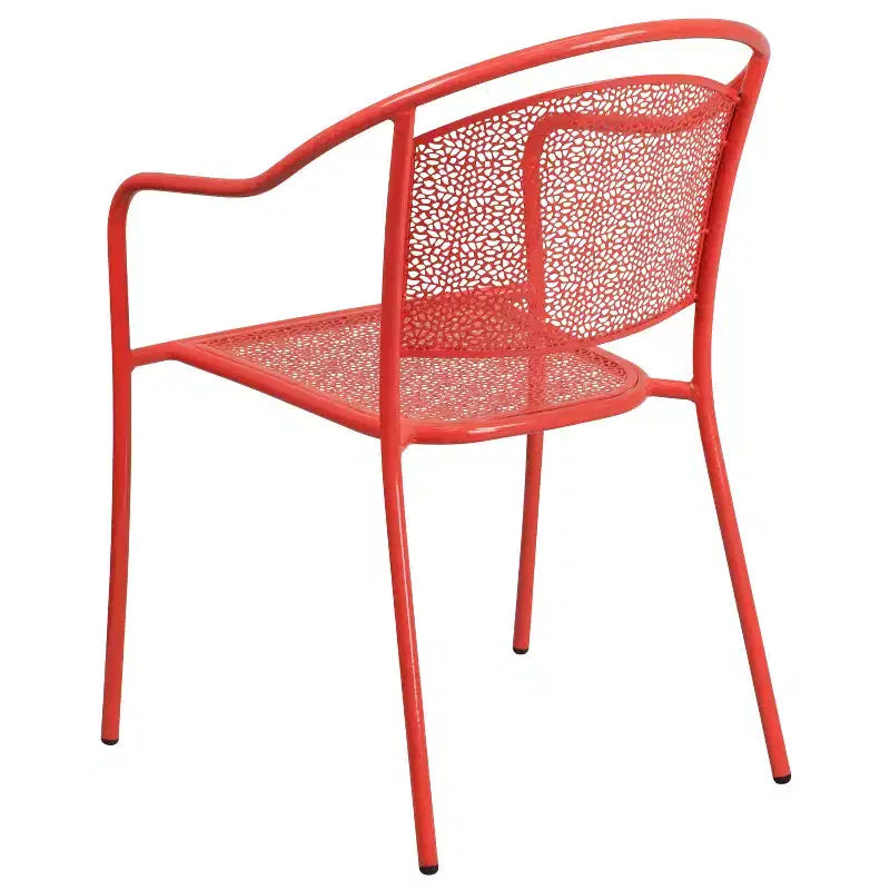 Chaise de patio en acier de qualité commerciale Flash Furniture avec dossier rond pour l'intérieur et l'extérieur