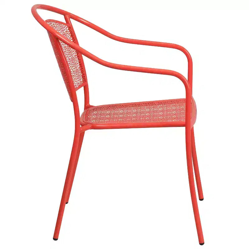 Chaise de patio en acier de qualité commerciale Flash Furniture avec dossier rond pour l'intérieur et l'extérieur