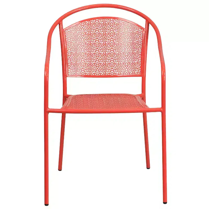 Chaise de patio en acier de qualité commerciale Flash Furniture avec dossier rond pour l'intérieur et l'extérieur