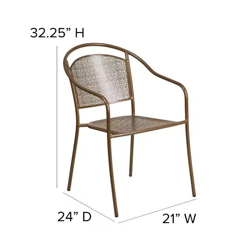 Chaise de patio en acier de qualité commerciale Flash Furniture avec dossier rond pour l'intérieur et l'extérieur