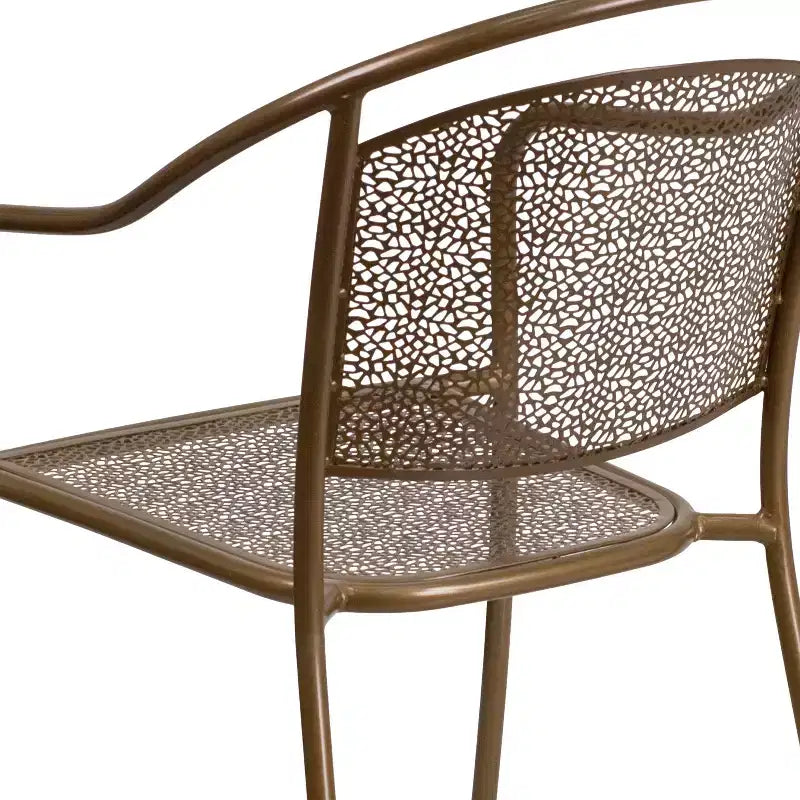 Chaise de patio en acier de qualité commerciale Flash Furniture avec dossier rond pour l'intérieur et l'extérieur