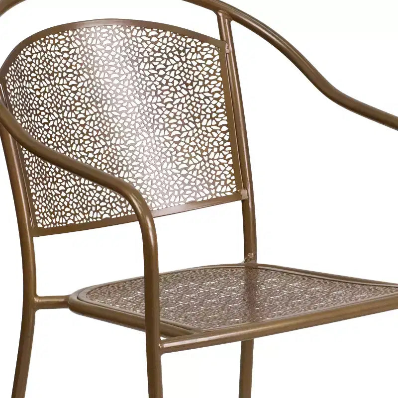 Chaise de patio en acier de qualité commerciale Flash Furniture avec dossier rond pour l'intérieur et l'extérieur