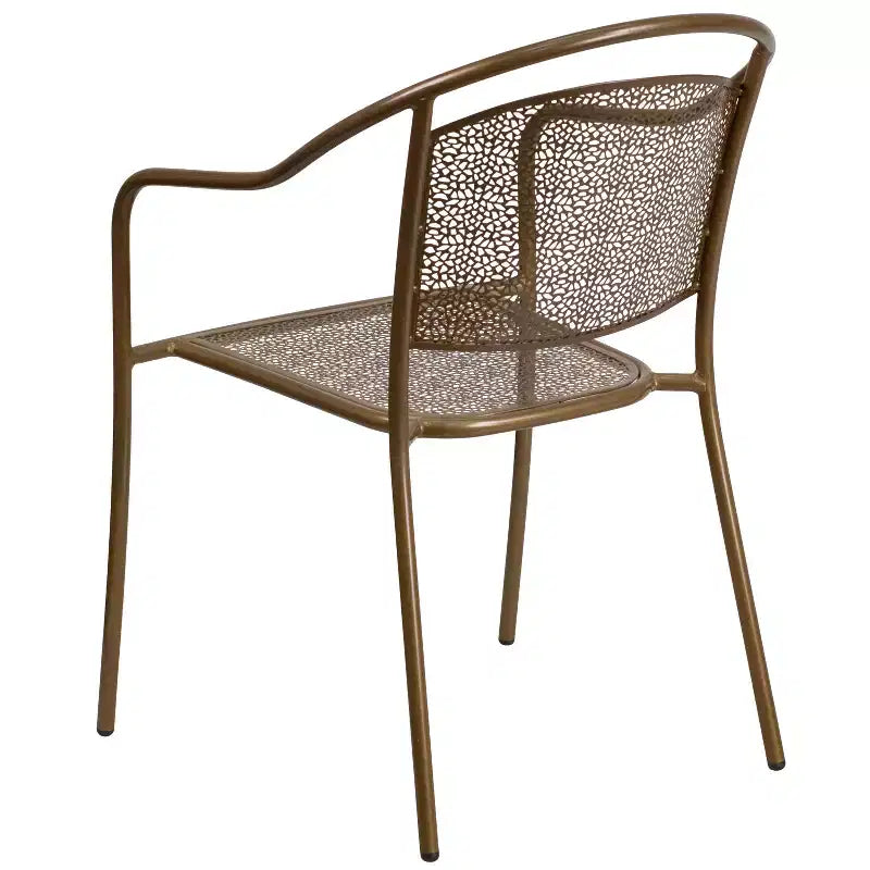 Chaise de patio en acier de qualité commerciale Flash Furniture avec dossier rond pour l'intérieur et l'extérieur