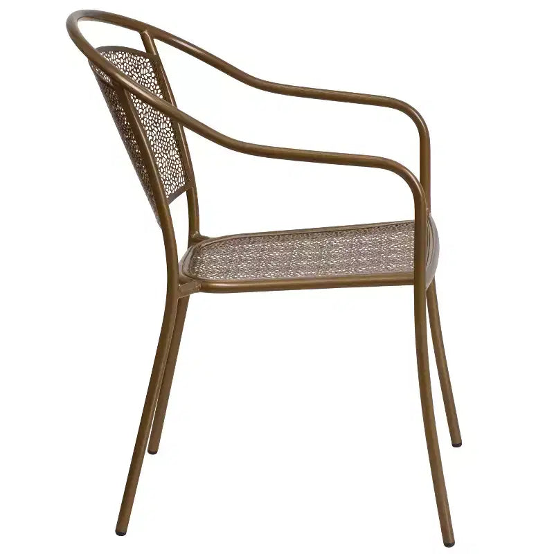 Chaise de patio en acier de qualité commerciale Flash Furniture avec dossier rond pour l'intérieur et l'extérieur