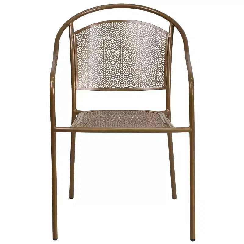 Chaise de patio en acier de qualité commerciale Flash Furniture avec dossier rond pour l'intérieur et l'extérieur