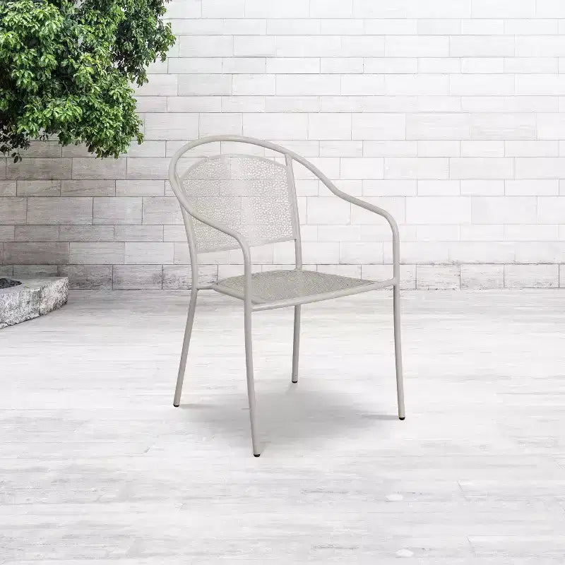 Chaise de patio en acier de qualité commerciale Flash Furniture avec dossier rond pour l'intérieur et l'extérieur