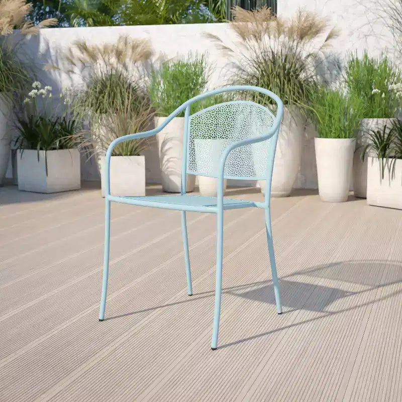 Chaise de patio en acier de qualité commerciale Flash Furniture avec dossier rond pour l'intérieur et l'extérieur
