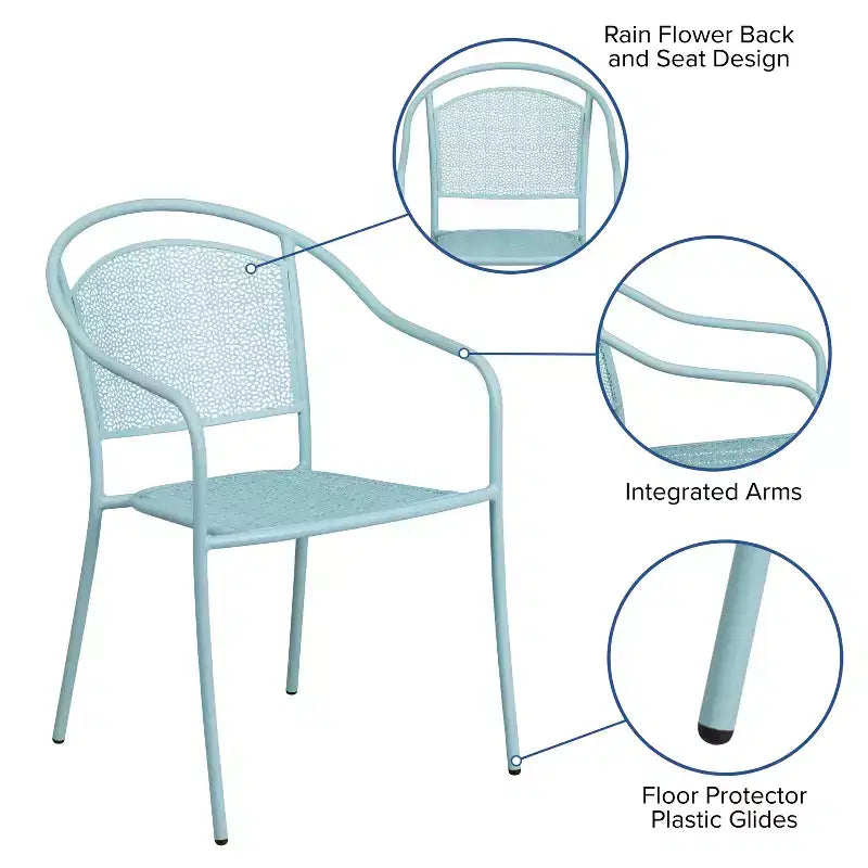 Chaise de patio en acier de qualité commerciale Flash Furniture avec dossier rond pour l'intérieur et l'extérieur