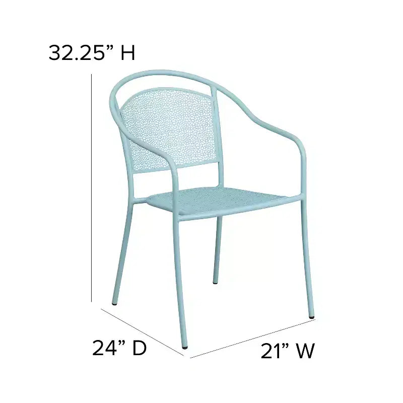 Chaise de patio en acier de qualité commerciale Flash Furniture avec dossier rond pour l'intérieur et l'extérieur