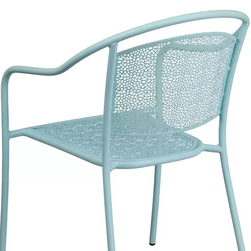 Chaise de patio en acier de qualité commerciale Flash Furniture avec dossier rond pour l'intérieur et l'extérieur