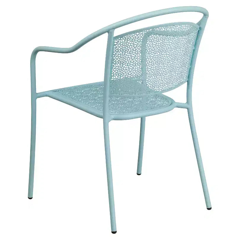 Chaise de patio en acier de qualité commerciale Flash Furniture avec dossier rond pour l'intérieur et l'extérieur