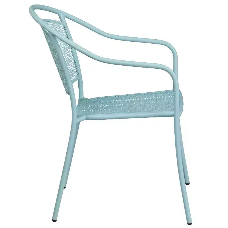 Chaise de patio en acier de qualité commerciale Flash Furniture avec dossier rond pour l'intérieur et l'extérieur