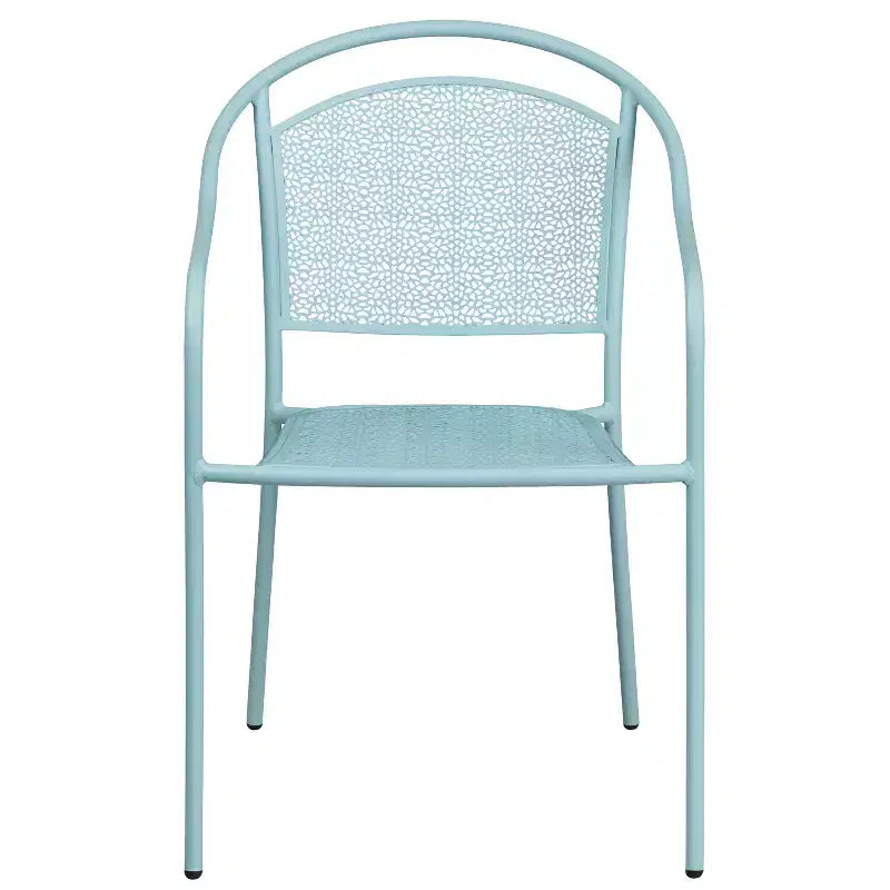 Chaise de patio en acier de qualité commerciale Flash Furniture avec dossier rond pour l'intérieur et l'extérieur