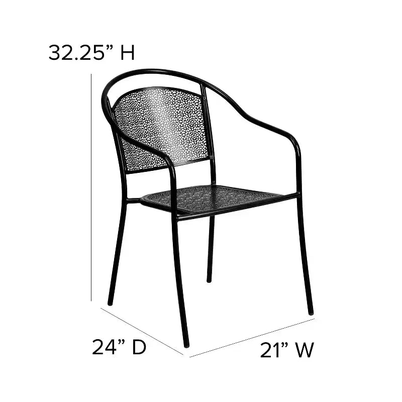Chaise de patio en acier de qualité commerciale Flash Furniture avec dossier rond pour l'intérieur et l'extérieur