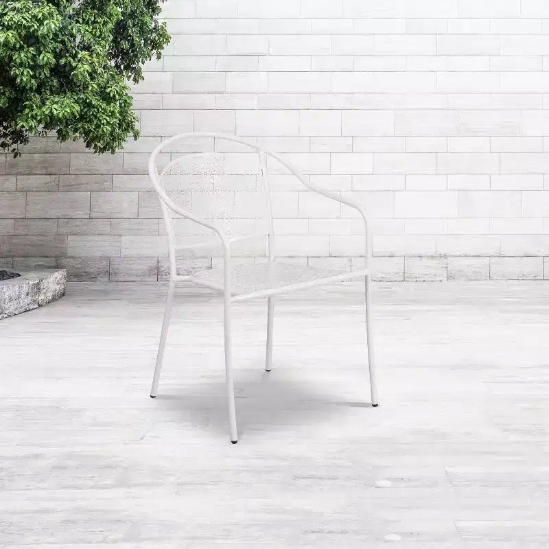 Chaise de patio en acier de qualité commerciale Flash Furniture avec dossier rond pour l'intérieur et l'extérieur