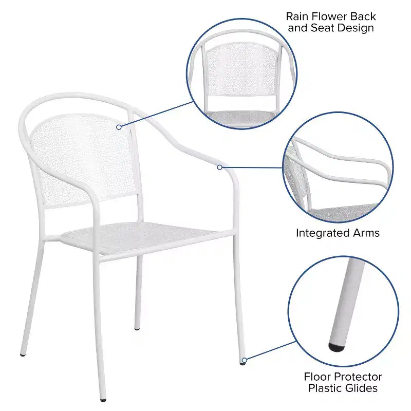 Chaise de patio en acier de qualité commerciale Flash Furniture avec dossier rond pour l'intérieur et l'extérieur