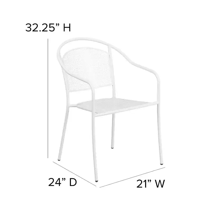 Chaise de patio en acier de qualité commerciale Flash Furniture avec dossier rond pour l'intérieur et l'extérieur